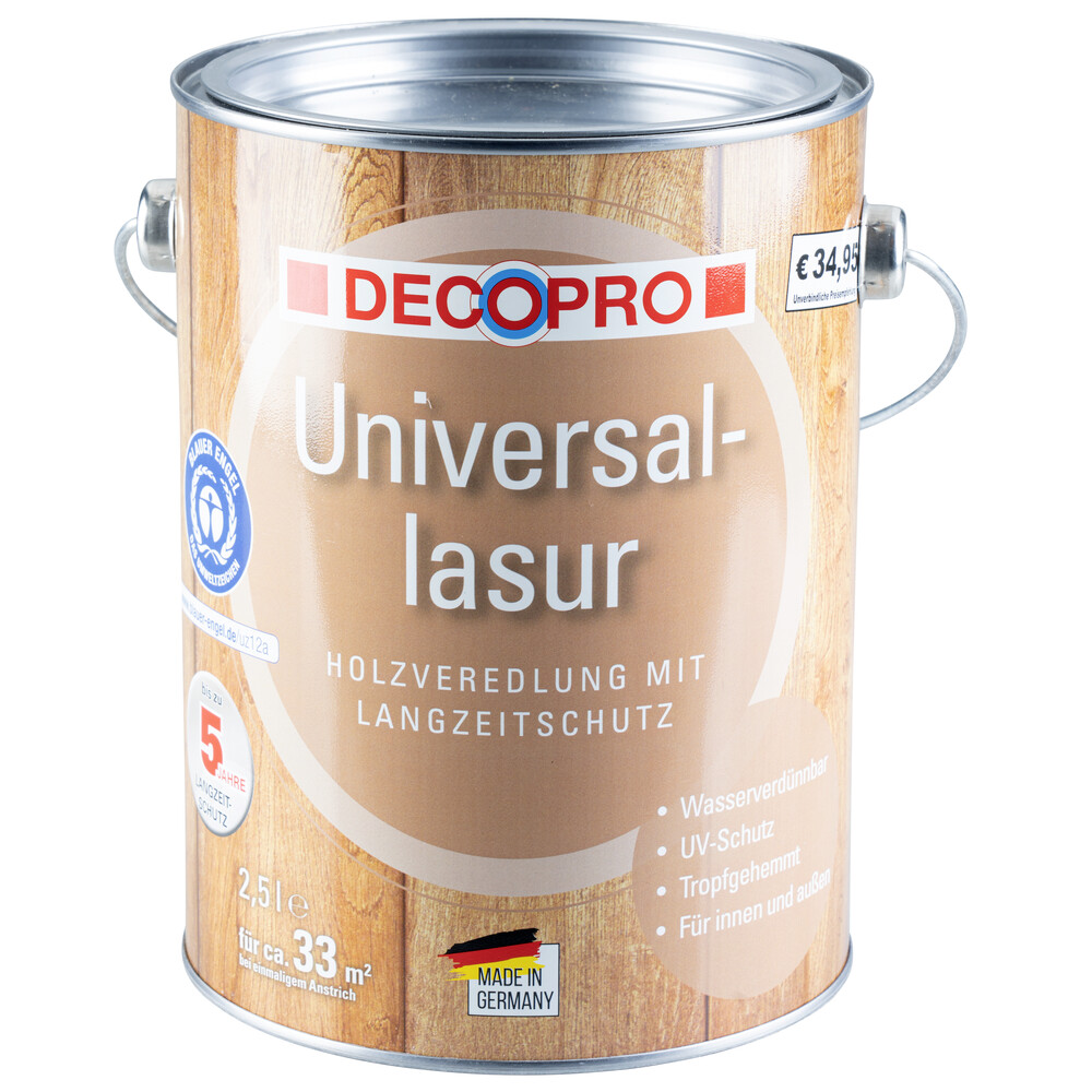 DECOPRO Universal-Lasur seidengl&auml;nzend 2,5 Liter in nussbaum
