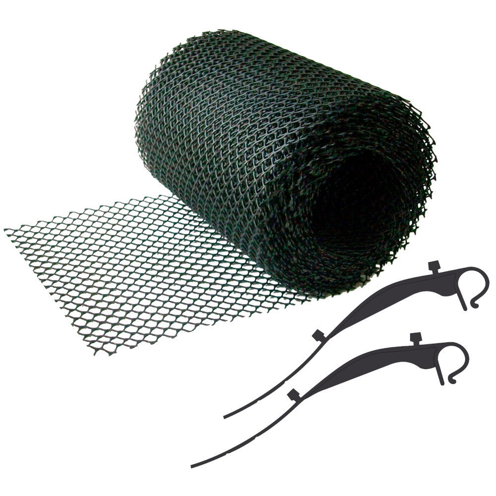Laubgitter f&uuml;r Dachrinnen 16 cm x 6 m mit Haltern