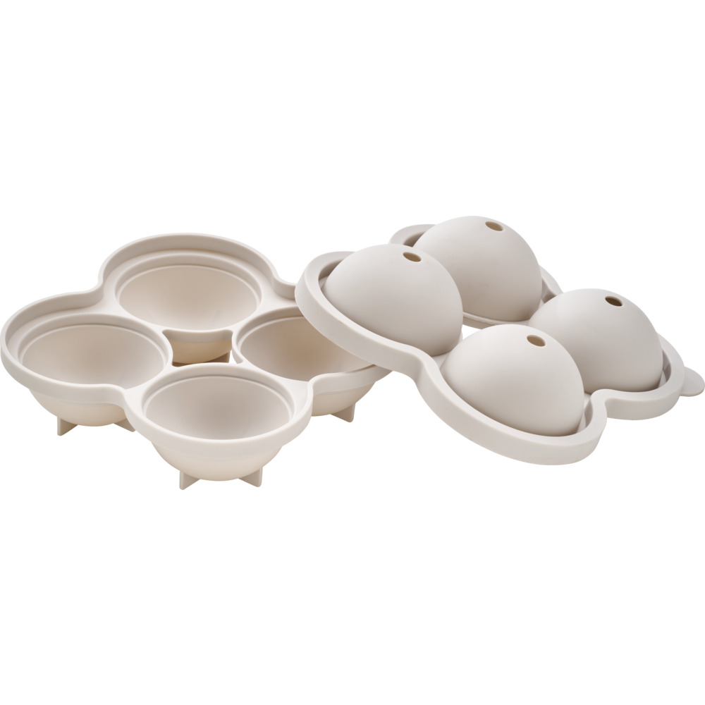 Eisw&uuml;rfelform Silikon 4 W&uuml;rfel &agrave; ca. 6cm rund Grau image number 1