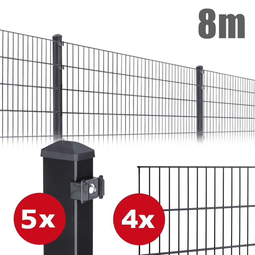 Zaunpaket PICO ca. 1 m x ca. 8 m anthrazit verzinkt pulverbeschichtet