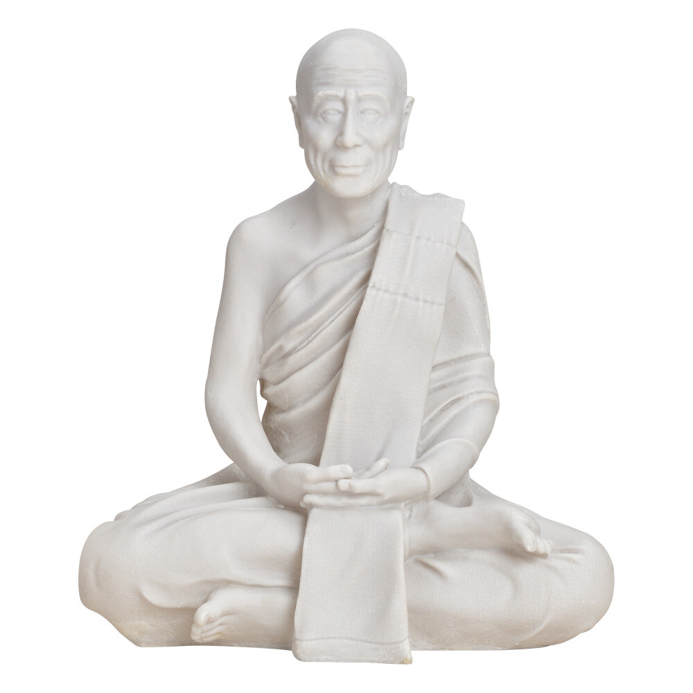 Dekofigur M&ouml;nch 30 cm sitzend aus Polyresin in wei&szlig;, bemalbar - B-Ware image number 1