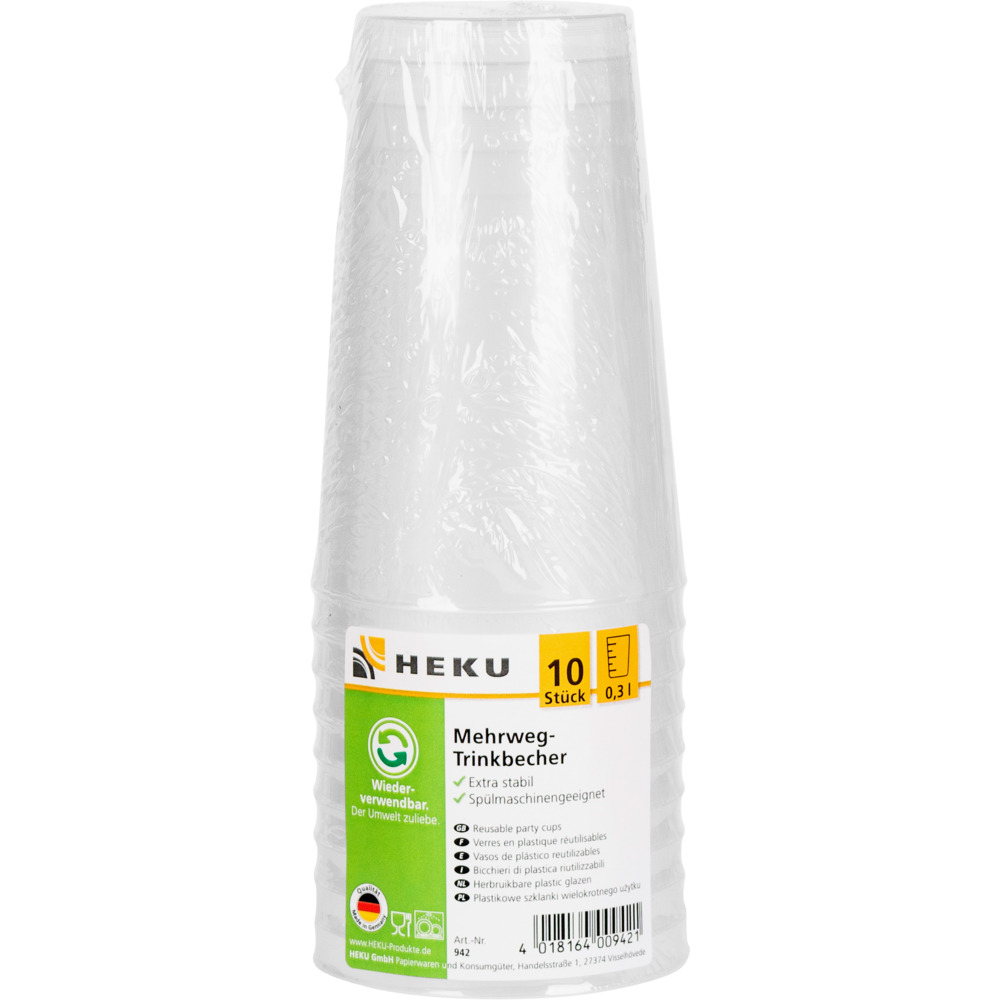 Mehrweg-Trinkbecher 10 St&uuml;ck klar 0,3 Liter