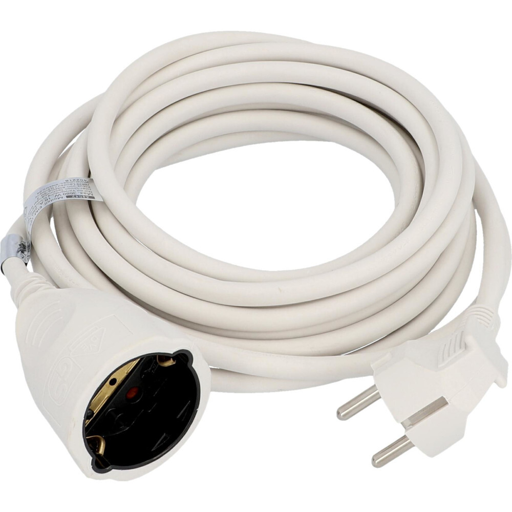 Verl&auml;ngerungskabel mit Schutzkontakt Stecker 5 m, wei&szlig;