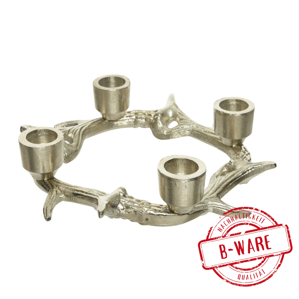 Kerzenhalter Geweih aus Aluminium in Silber - B-Ware