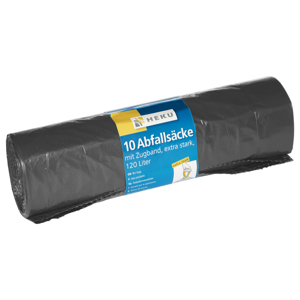 Zugbands&auml;cke 120 Liter extra stark 38&micro; 10 St&uuml;ck in grau