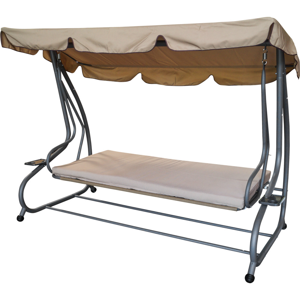 Hollywoodschaukel 4-Sitzer Miami 232 x 120 x 164 cm grau / creme image number 2