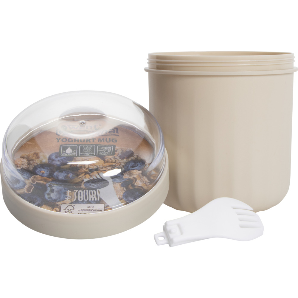 Joghurtbecher ca. 760 ml mit Gabel in Grau image number 2