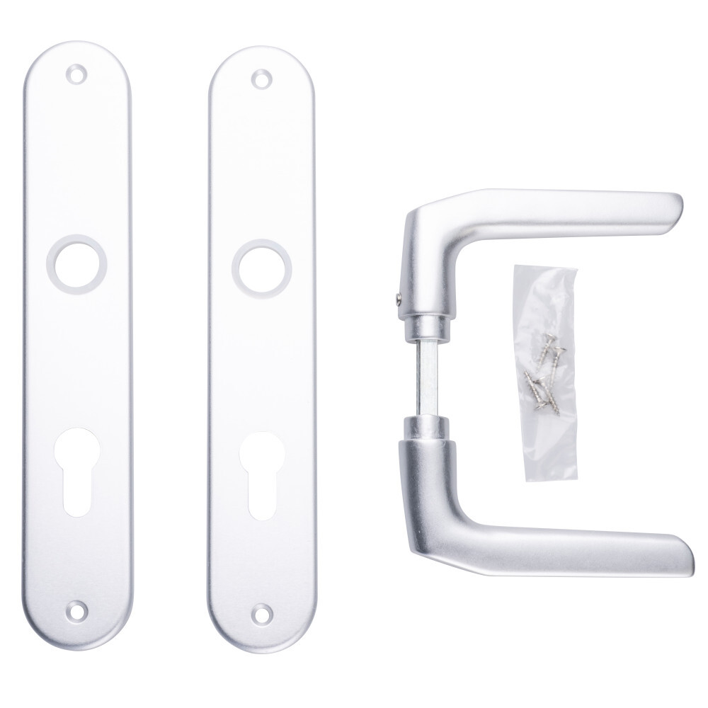 Zimmert&uuml;rgarnitur 92 mm PZ Aluminium mit Befestigungsschrauben