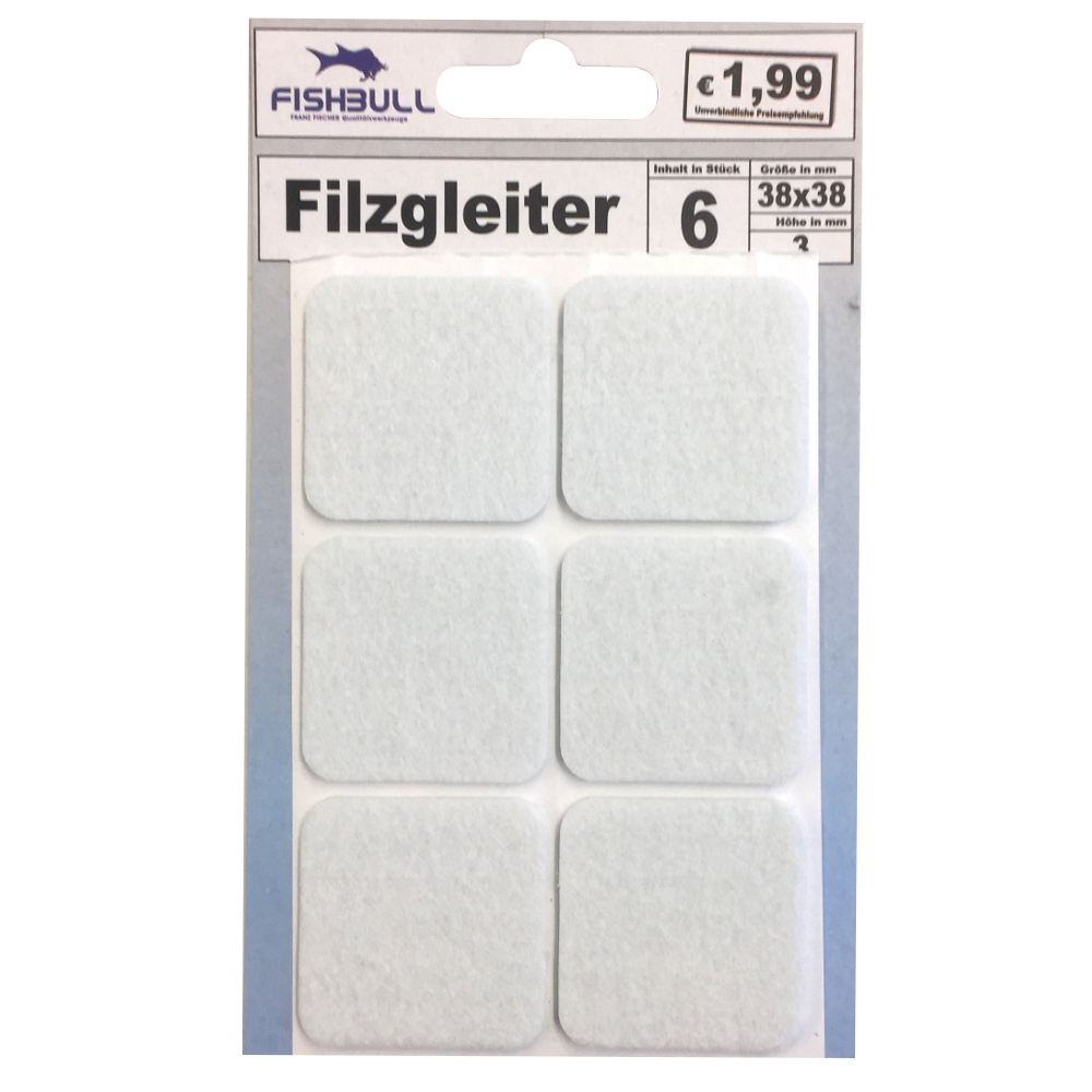 Filzgleiter 38x38 mm 6 St&uuml;ck selbstklebend quadratisch in wei&szlig;