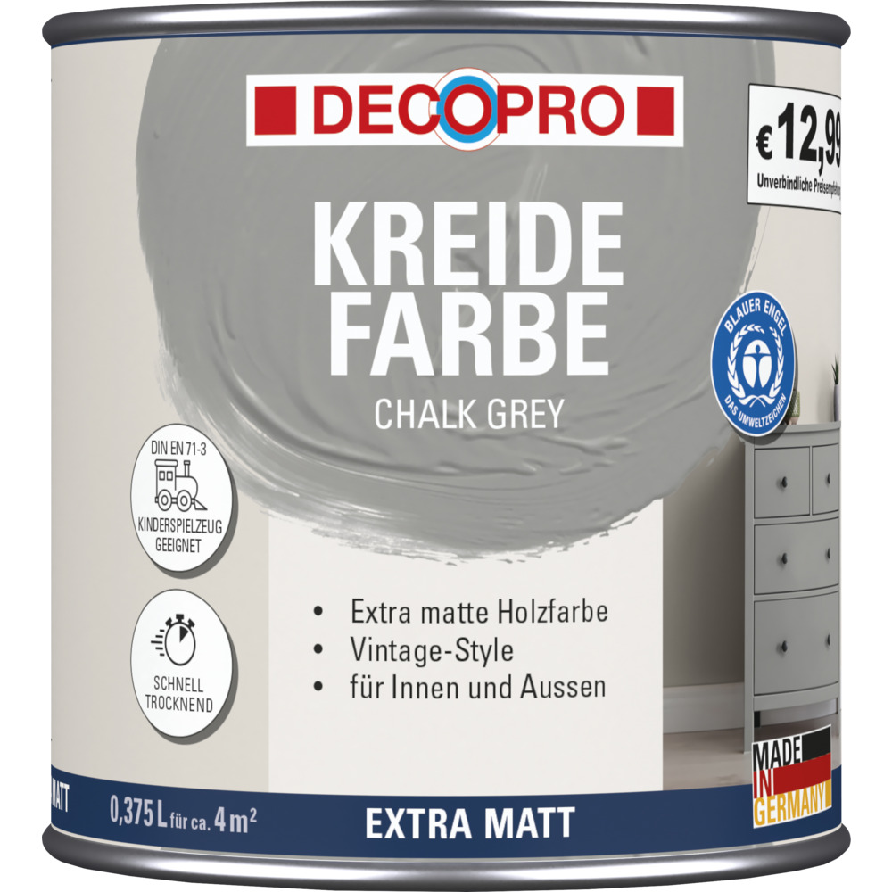 DECOPRO Kreidefarbe 375 ml chalk grey, matt