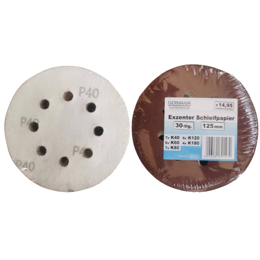 GERMANIA&reg; Schleifpapier-Set 30-teilig 125 mm von K40-180 f&uuml;r Exzenterschleifer image number 1