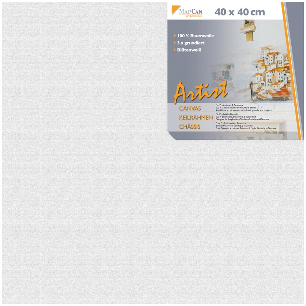 Leinwand 40 x 40 cm aus 100% Baumwolle 3-fach grundiert