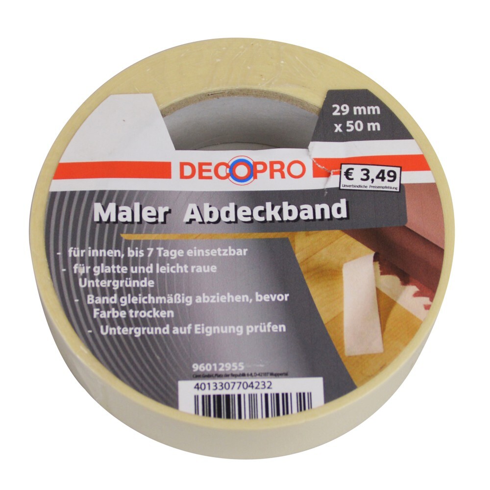 DECOPRO Maler Abdeckband 29 mm, L&auml;nge 50 m