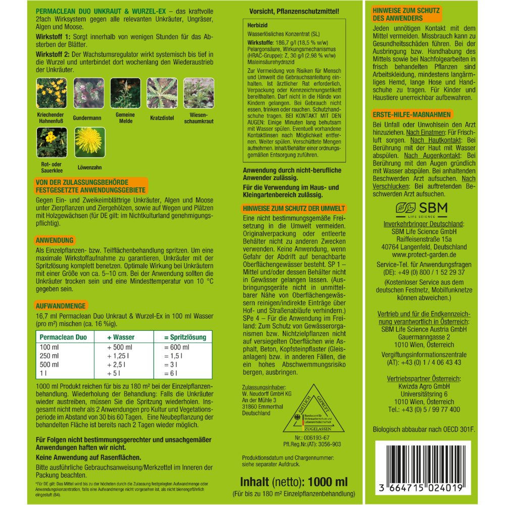 Permaclean Duo Unkraut und Wurzel-Ex 1 Liter image number 1