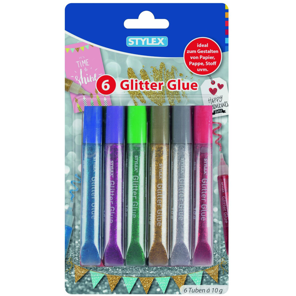Glitter Glue 6 Tuben je 10 g im Set