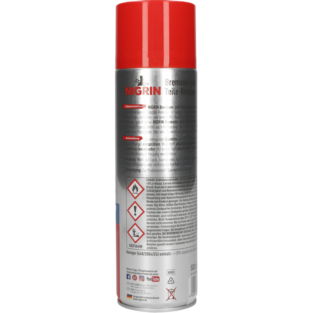 NIGRIN Bremsen- & Teilereiniger 500ml image number 1