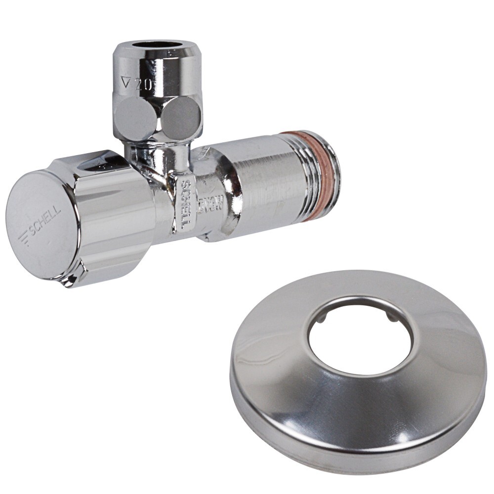 Eckregulierventil mit Verl&auml;ngerung und Schubrosette 1/2"AG x 10 mm