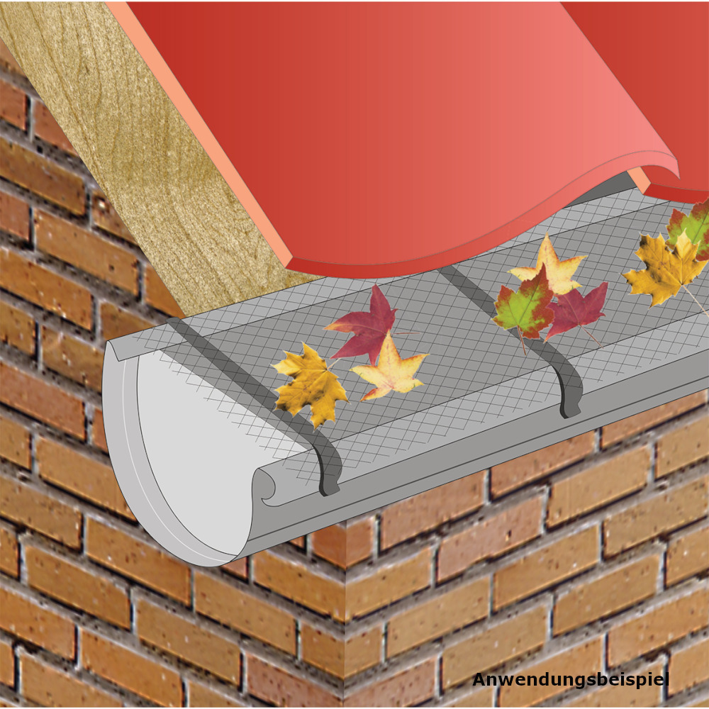 Laubgitter f&uuml;r Dachrinnen 16 cm x 6 m mit Haltern image number 1