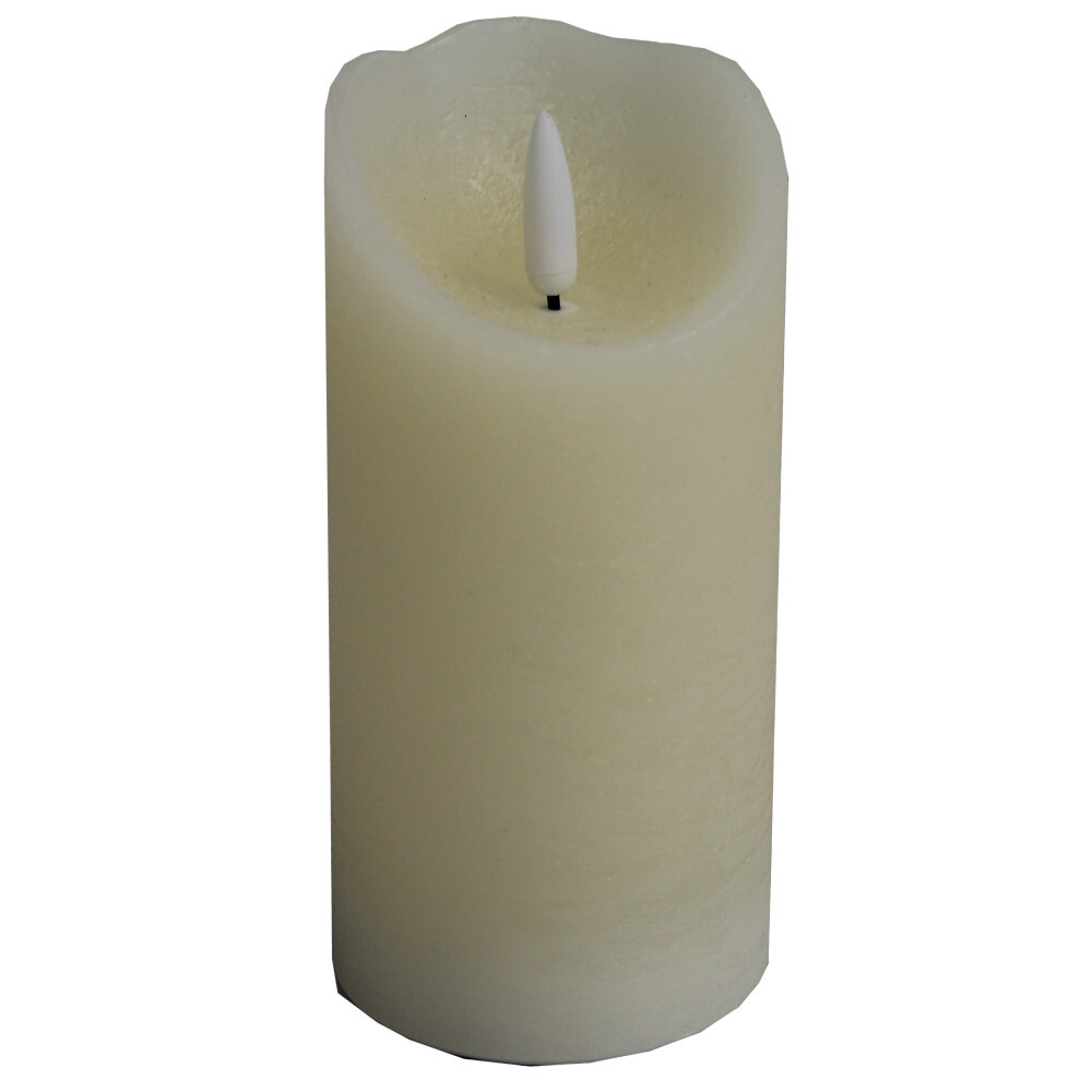 LED-Echtwachskerze Rustic 14 cm in Creme mit Timerfunktion