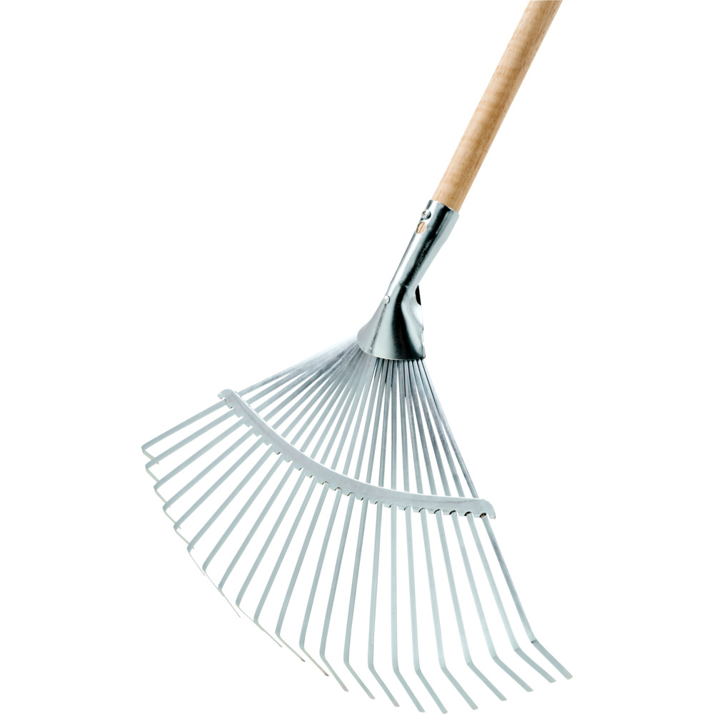 F&auml;cherbesen 22 Zinken Stahl verzinkt mit Holzstiel image number 1