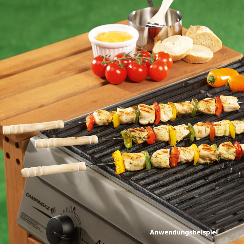 Schaschlikspie&szlig;e 4 St&uuml;ck 38,5 cm aus Edelstahl mit Holzgriff image number 3