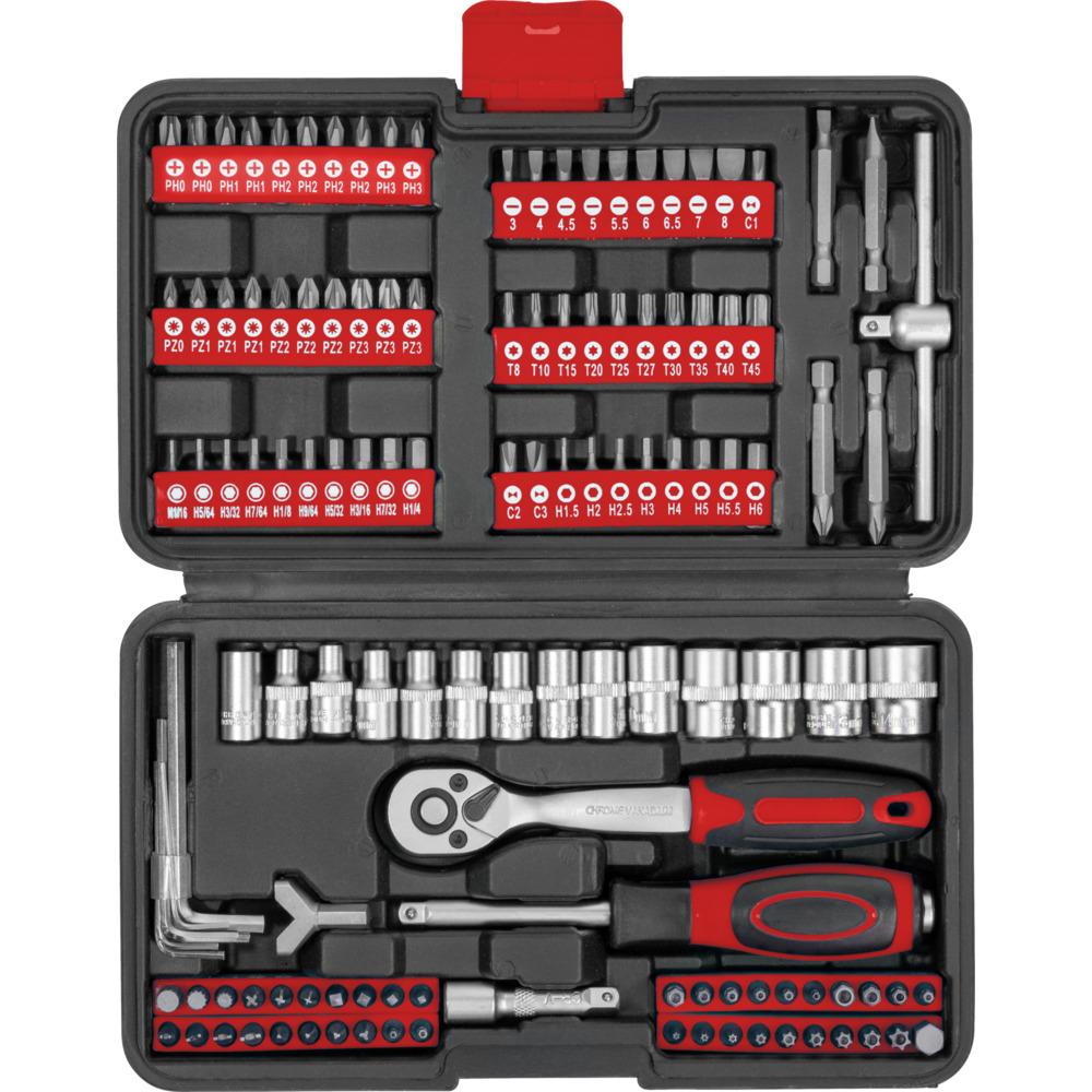 GERMANIA&reg; Steckschl&uuml;ssel und Bitsatz Set 130-teilig aus CV-Stahl im Koffer image number 1