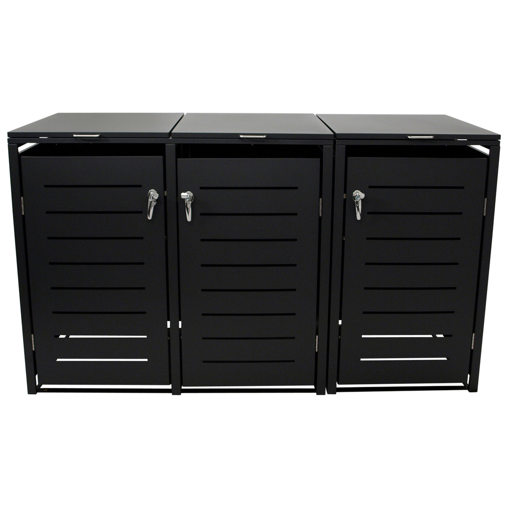 M&uuml;lltonnenbox 3-er Stahl verzinkt anthrazit