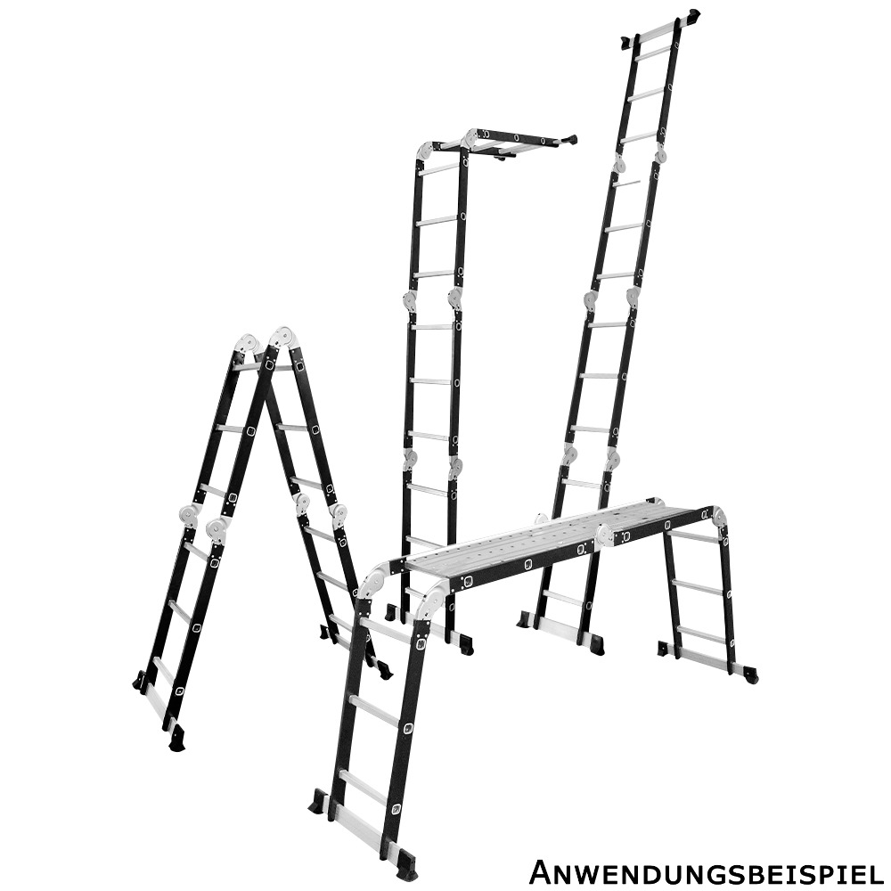 Mehrzweckleiter aus Aluminium und Stahl 4x3 mit Plattform image number 4