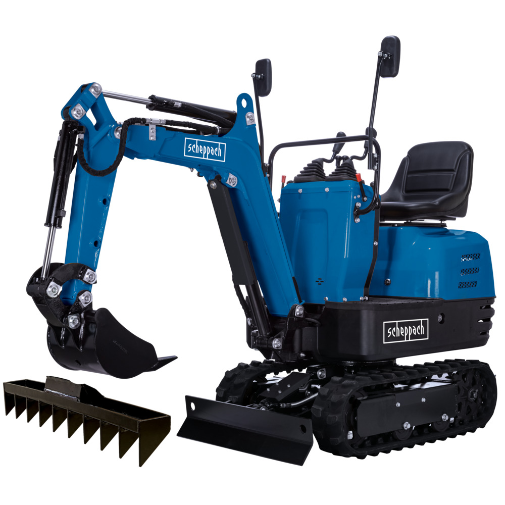 Scheppach Mini-Bagger EXC815 inklusive Baggerrechen