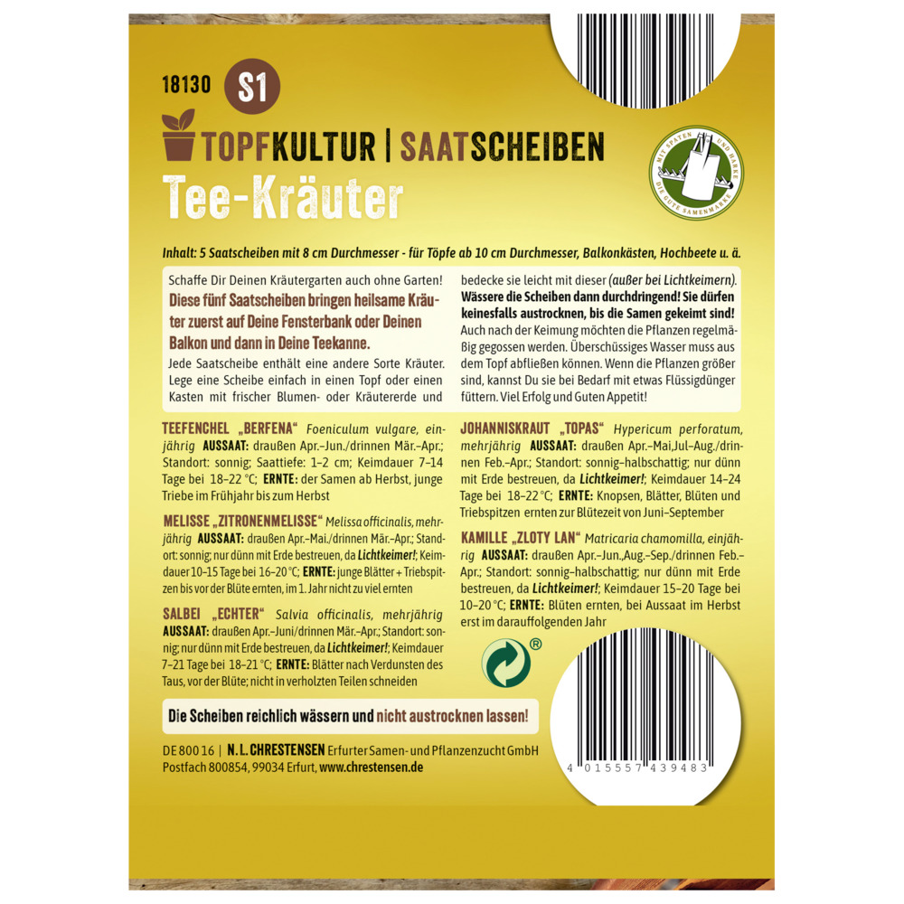 Saatscheiben Tee-Kr&auml;uter-Mix 5 Scheiben image number 1