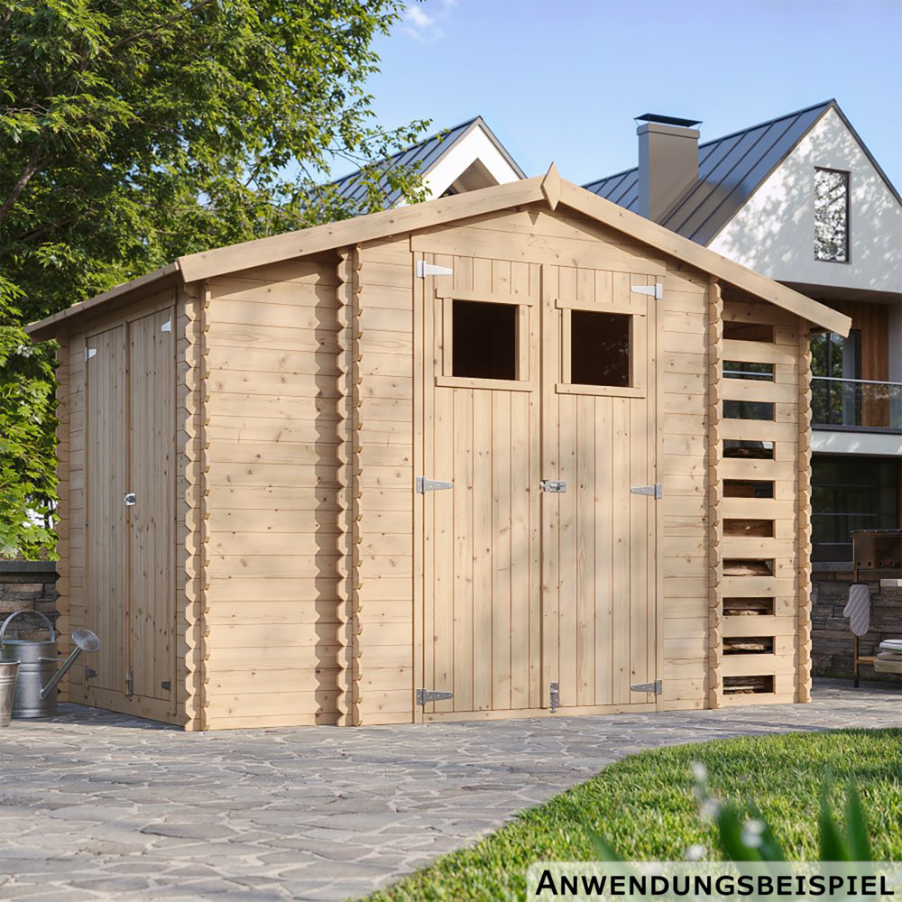 Timbela Gartenhaus aus Holz mit Brennholzschuppen und Boden image number 3