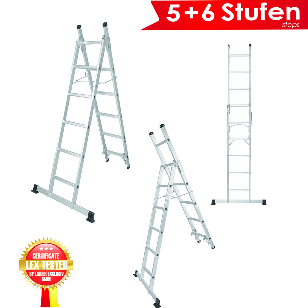 Mehrzweckleiter 3in1 aus Aluminium mit 5+6 Sprossen image number 2
