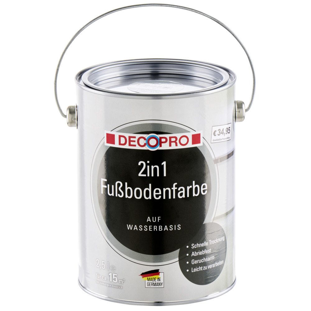 DECOPRO 2in1 Fu&szlig;bodenfarbe 2,5 Liter in Silbergrau