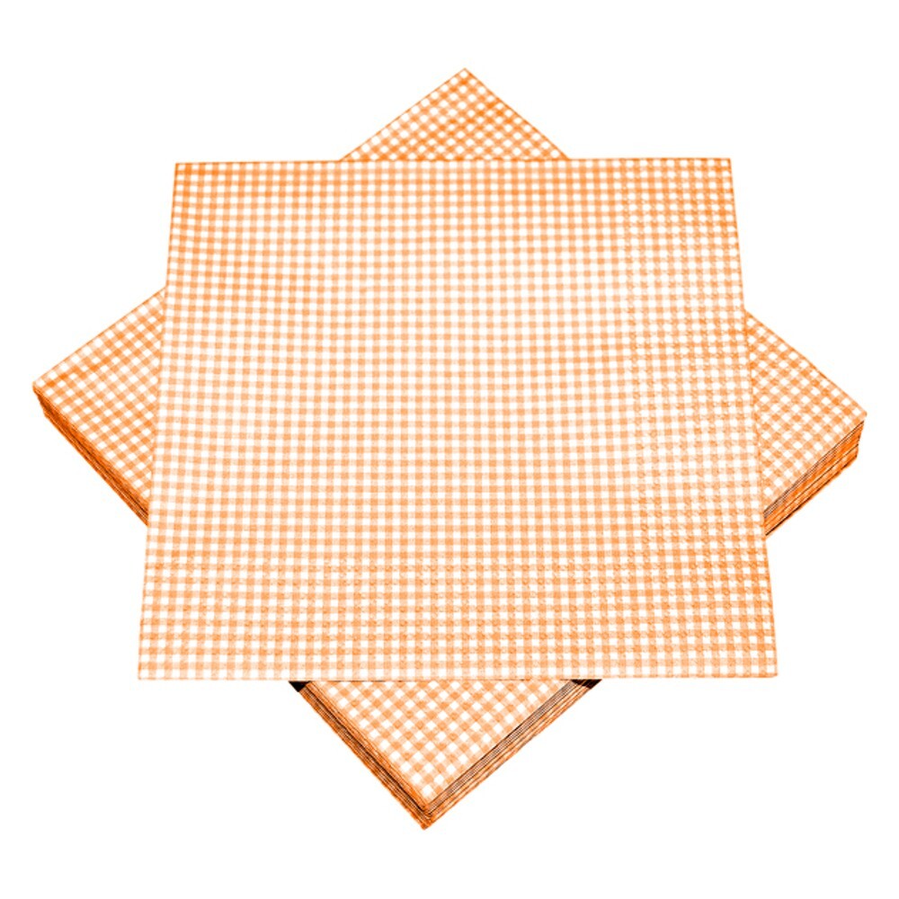 Servietten mit Motiv Karos orange, 20 St&uuml;ck