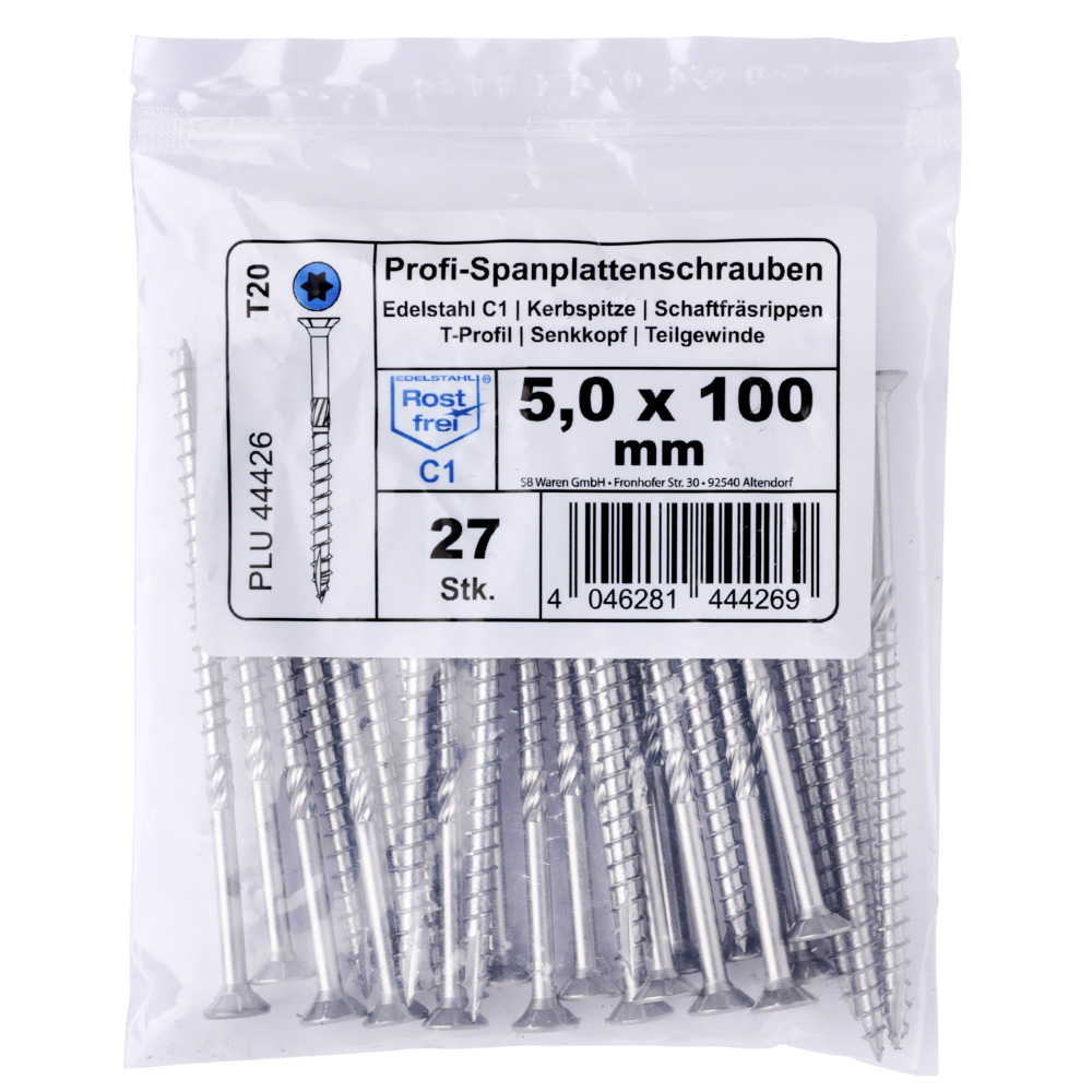 Profi-Spanplattenschrauben 5,0x100 mm TG IVZ C1 Senkkopf Vorteilspack image number 1