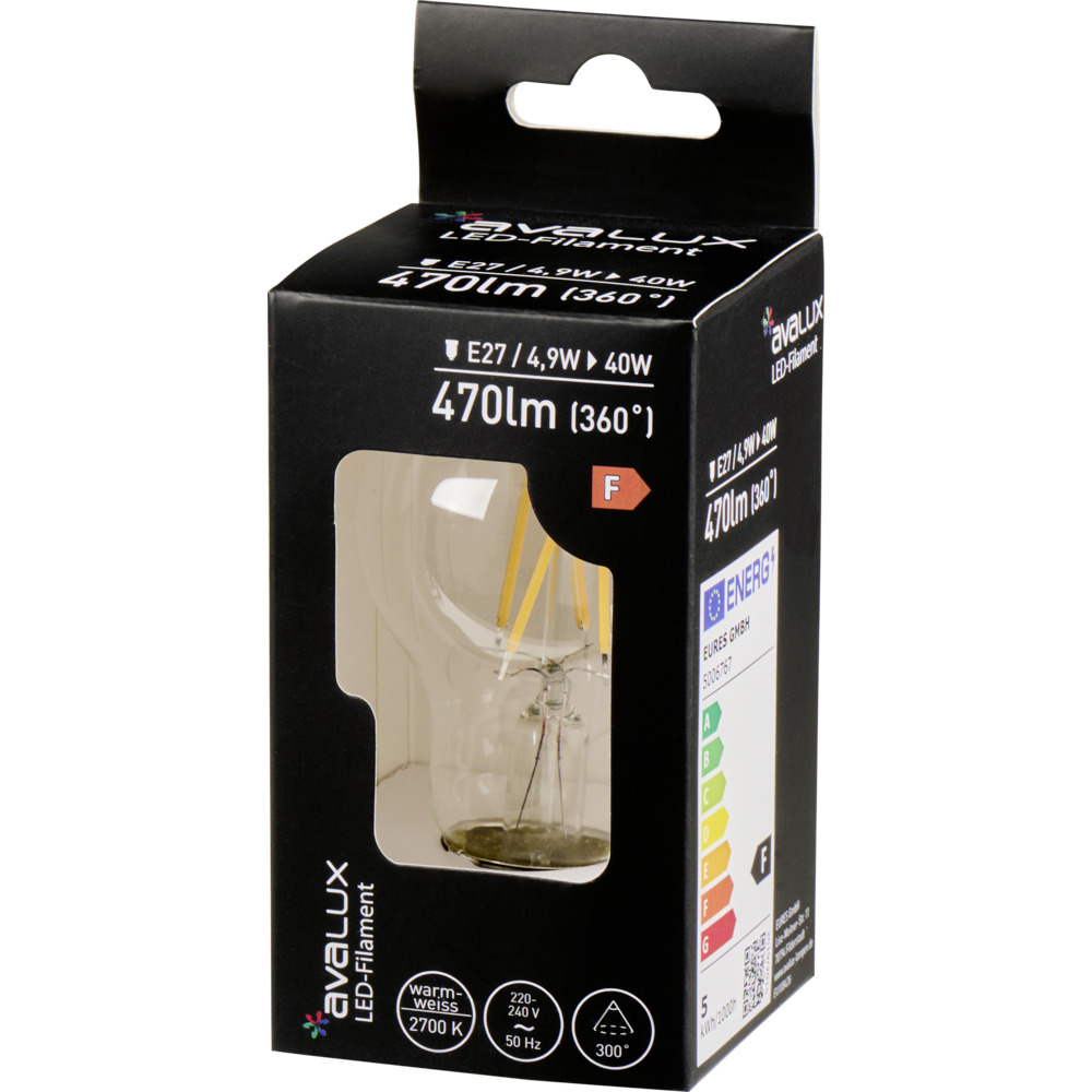 LED Filament-Lampe in Birnenform 4,9 W mit E27 Sockel image number 1