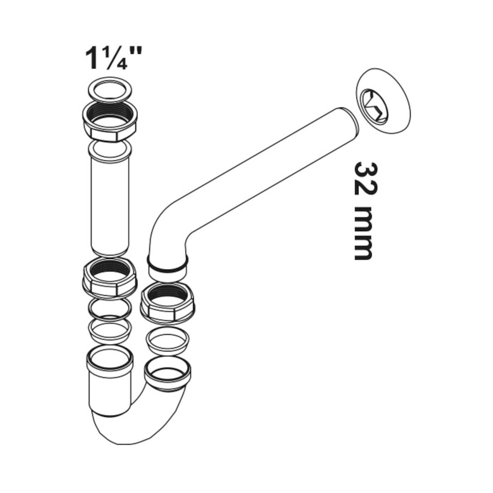 Waschtisch-R&ouml;hrensiphon Kunststoff wei&szlig; 1&frac14;"" x 32 mm image number 3