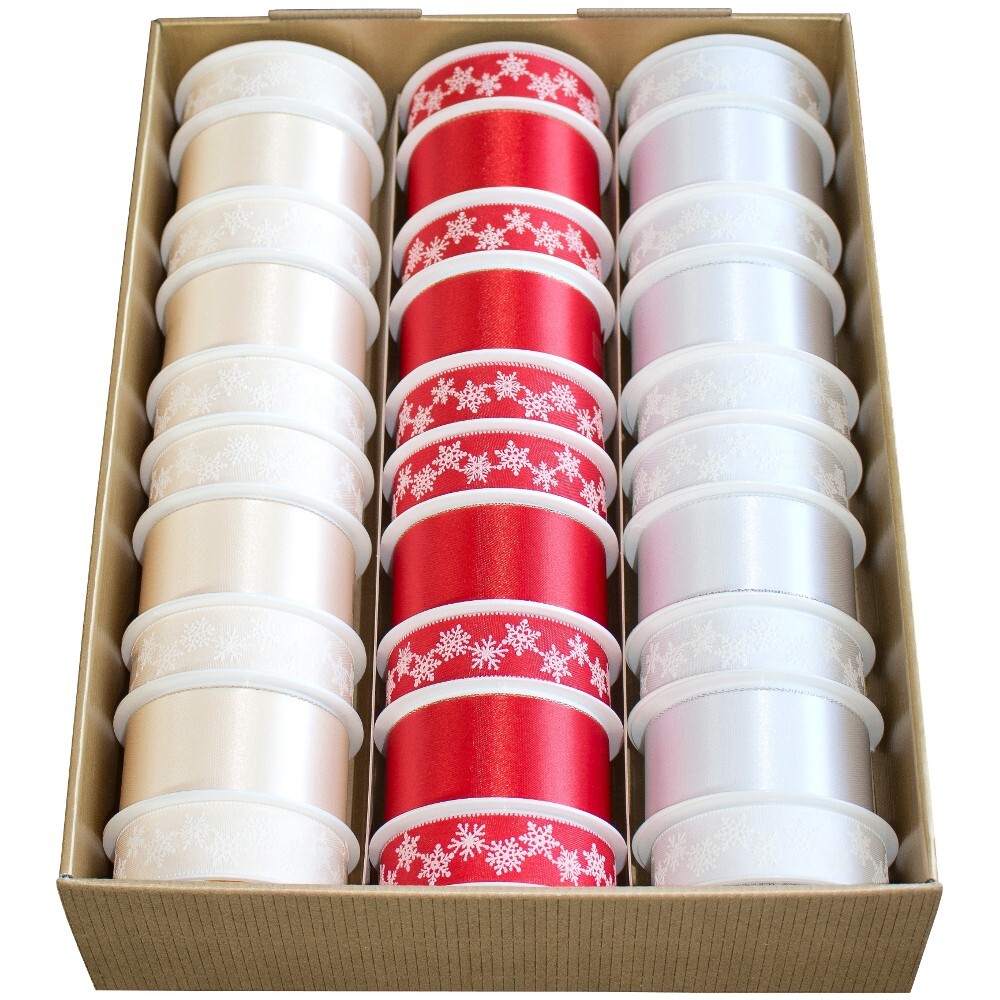 Geschenkband Merry X-Mas in verschiedenen Gr&ouml;&szlig;en und Dekoren