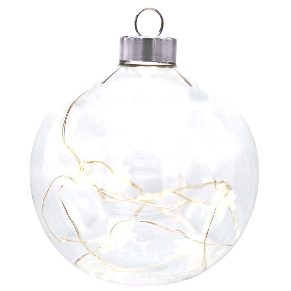 LED-Deko-Glaskugel batteriebetrieben mit 10 Sternen-LEDs &Oslash; ca. 10 cm image number 1