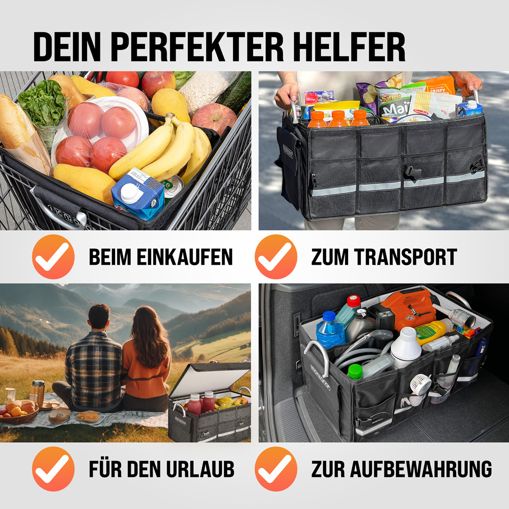 monzana&reg; Kofferraumtasche schwarz 60 x 35 x 30 cm, isoliert image number 7