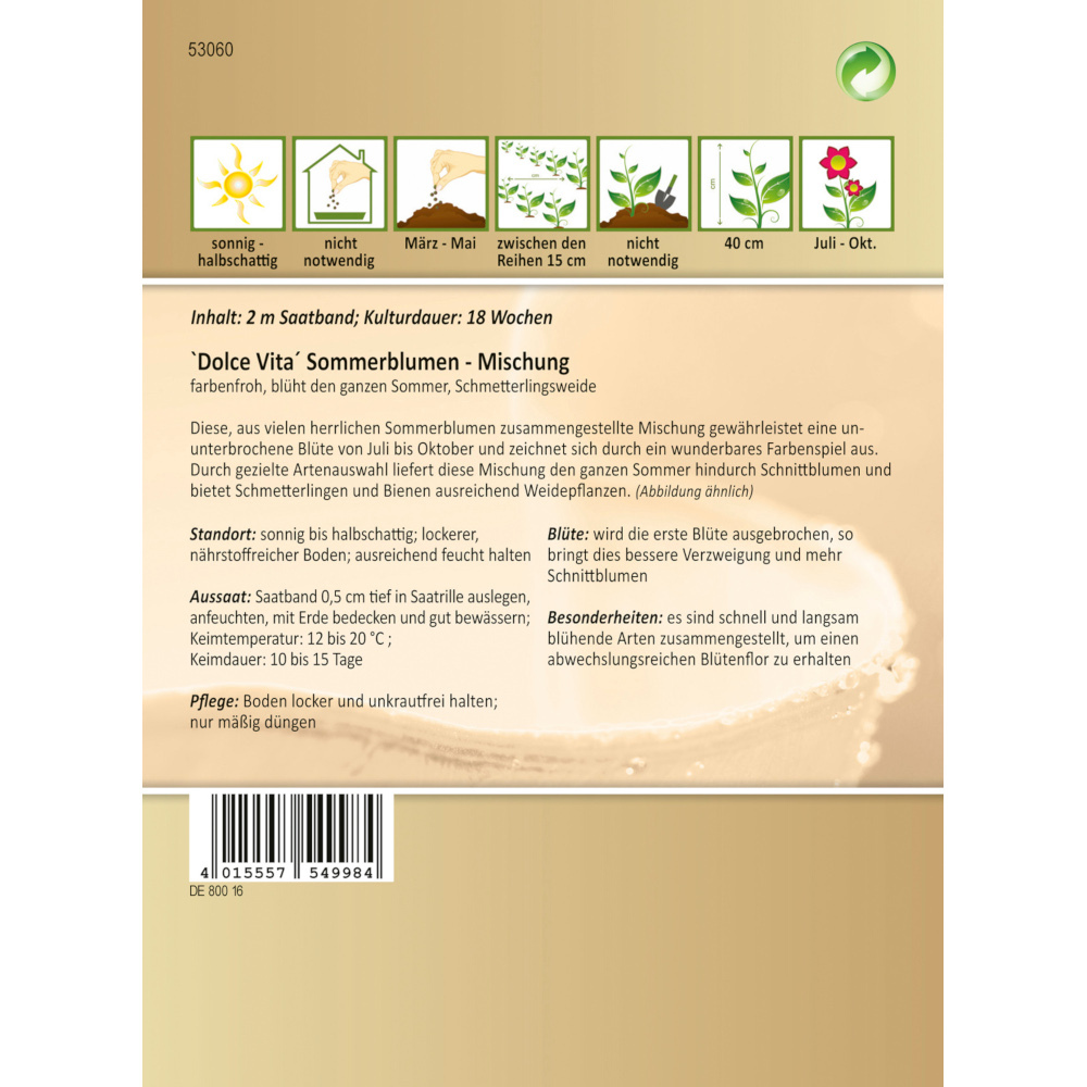 Saatband Blumenmix Dolce Vita ca. 2 laufende Meter image number 1