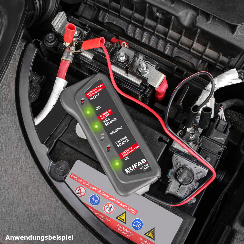 Batterietester 12V mit Batterieklemmen image number 2