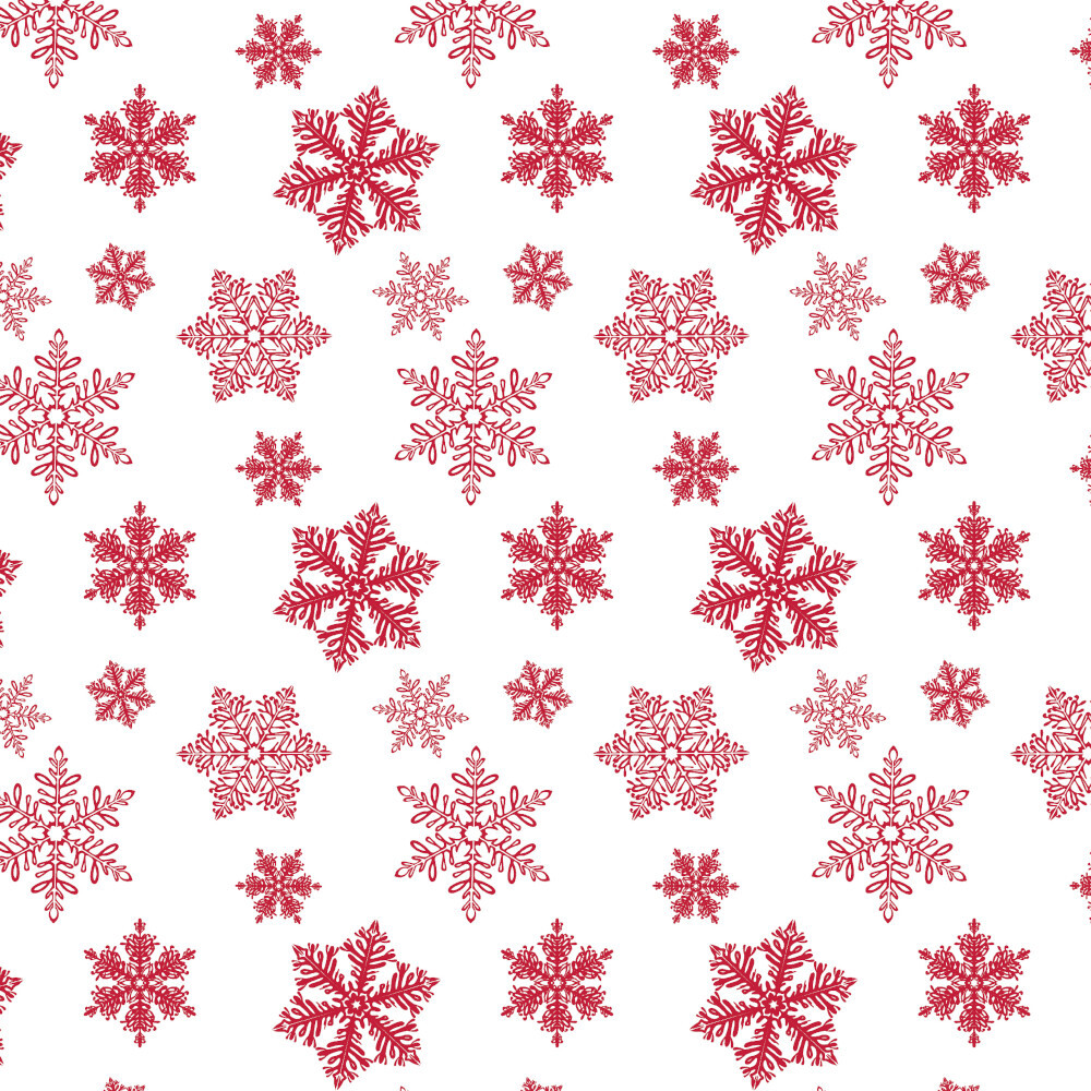 Tischdecke transparent mit roten Schneeflocken-Motiv, Meterware