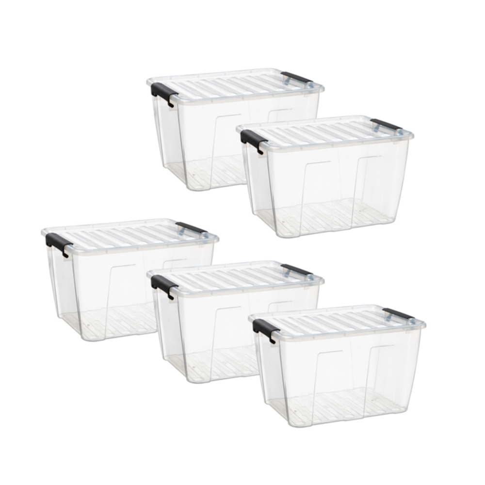 Aufbewahrungsbox 15 Liter mit Deckel, Grau-Transluzent image number 2