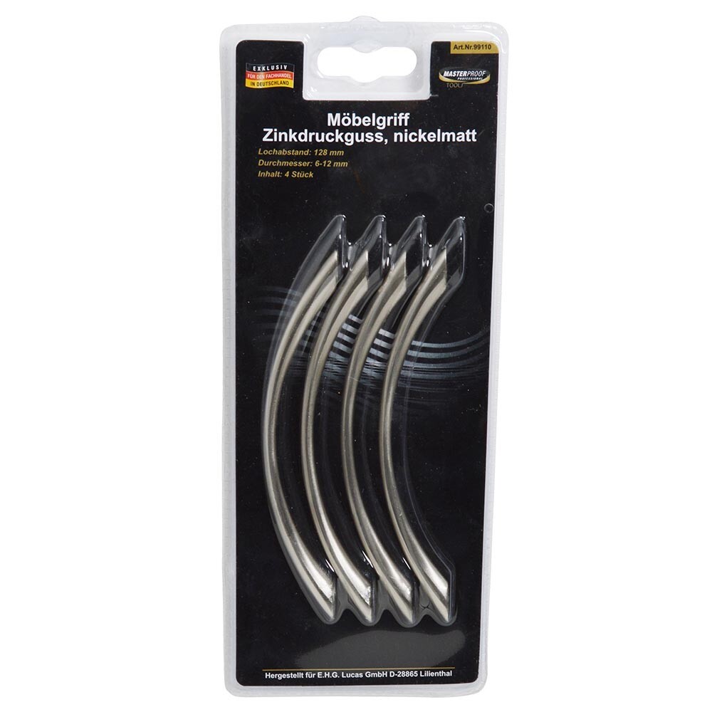 M&ouml;belgriff aus Zinkdruckguss 128/6-12 mm 4-teilig nickelmatt