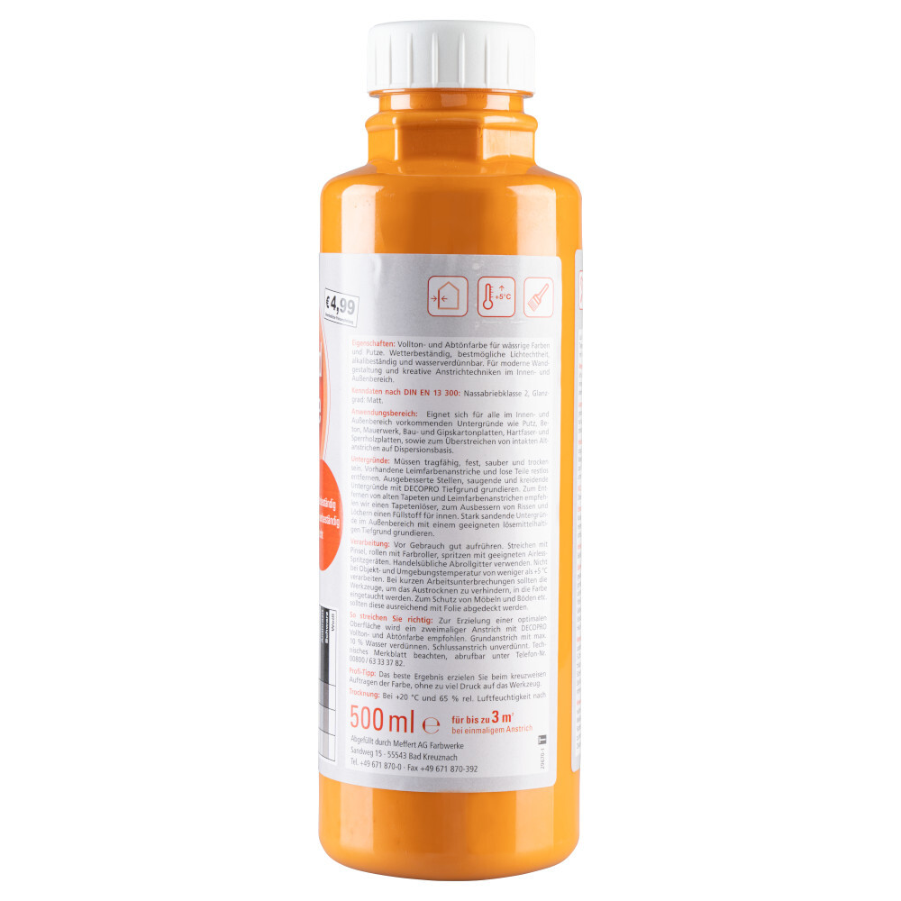 DECOPRO Vollton und Abt&ouml;nfarbe 500 ml orange innen und au&szlig;en image number 1