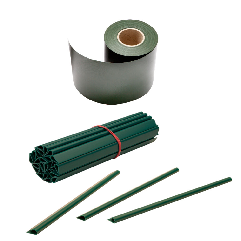 Zaun Sichtschutz und Windschutz A1-Blickdicht auf Rolle 19 cm Breit gr&uuml;n 3 St&uuml;ck