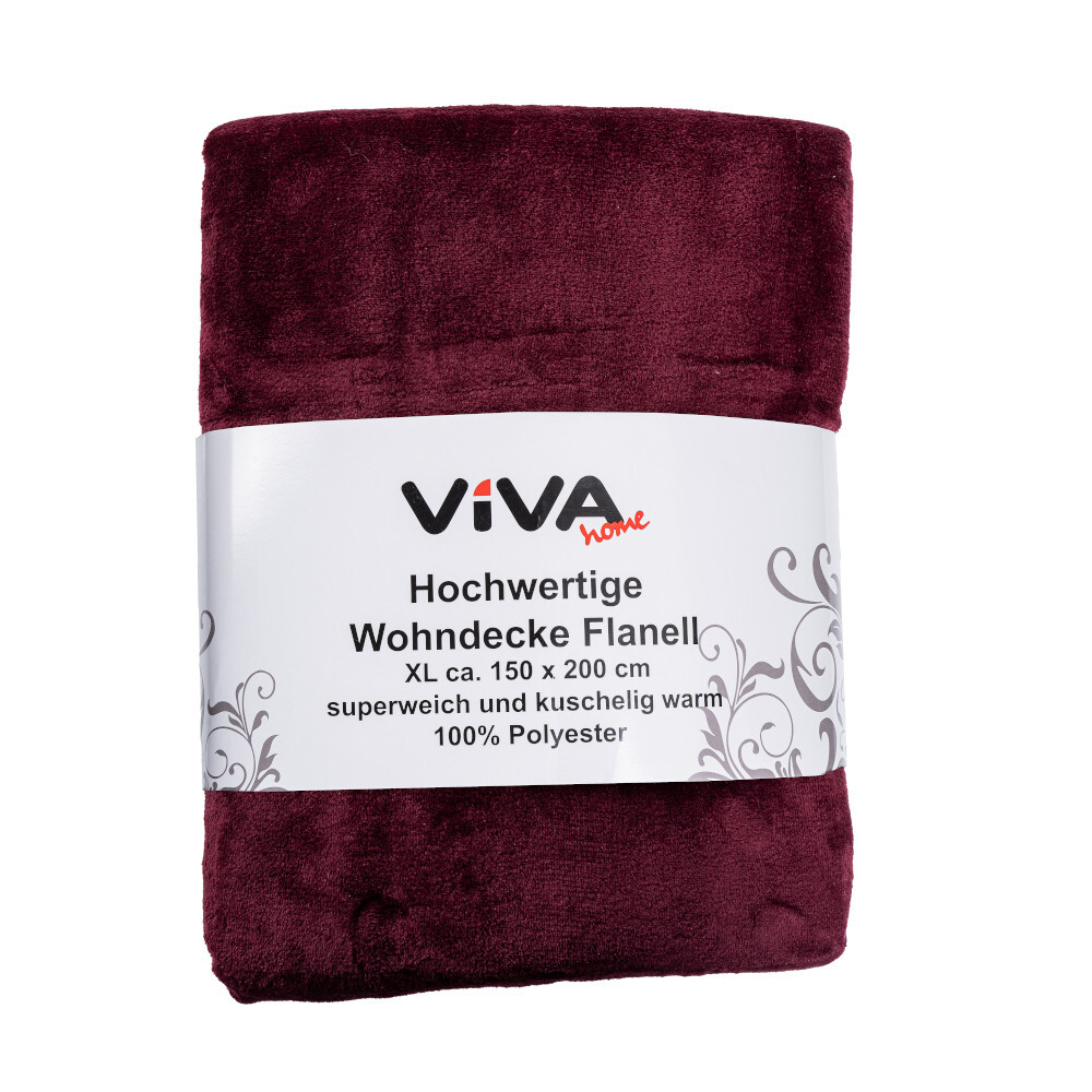 Kuscheldecke Flanell 150 x 200 cm aus Polyester in Bordeaux