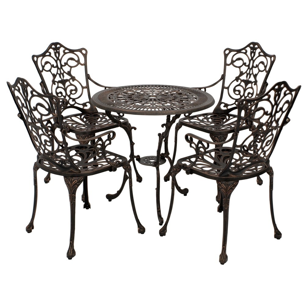 Gartensitzgruppe Jugendstil 5-teilig, Aluguss, Bronze-antik