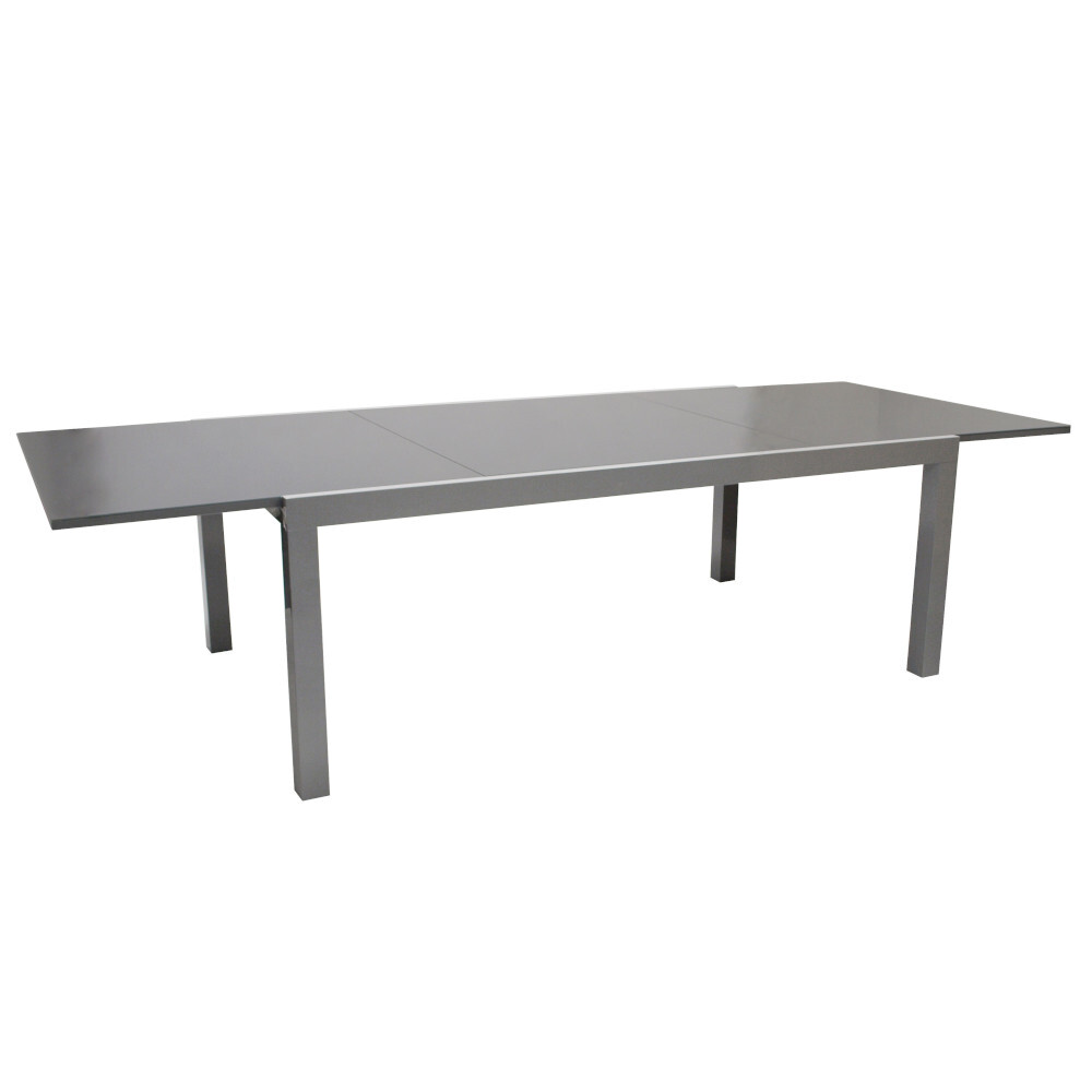 Ausziehtisch rechteckig mit Aluminiumgestell und Glasplatte image number 1